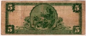 $5 1902 Plain Back The First National  Bank of Southampton, NY CH# 10185
