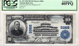 $10 1902 Plain Back The First National Bank of Port Jefferson, NY CH# 5068