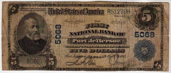 $5 1902 Plain Back The First National Bank of Port Jefferson, NY CH# 5068