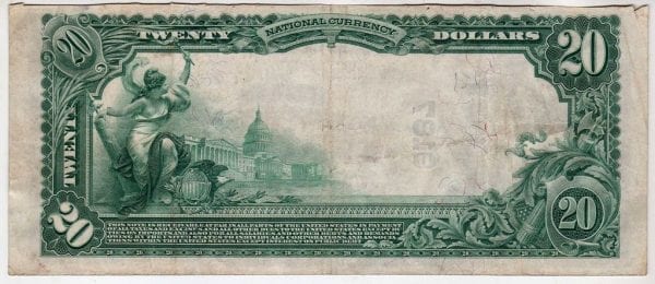 $20 1902 Plain Back The First National Bank of Mineola , NY CH# 9187