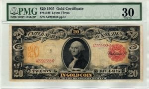 Fr.1180 $20 1905 "Technicolor" Gold Certificate PMG Very Fine 30